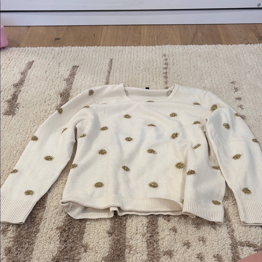 Gold Polka Dot Sweater size Xl petite Talbots